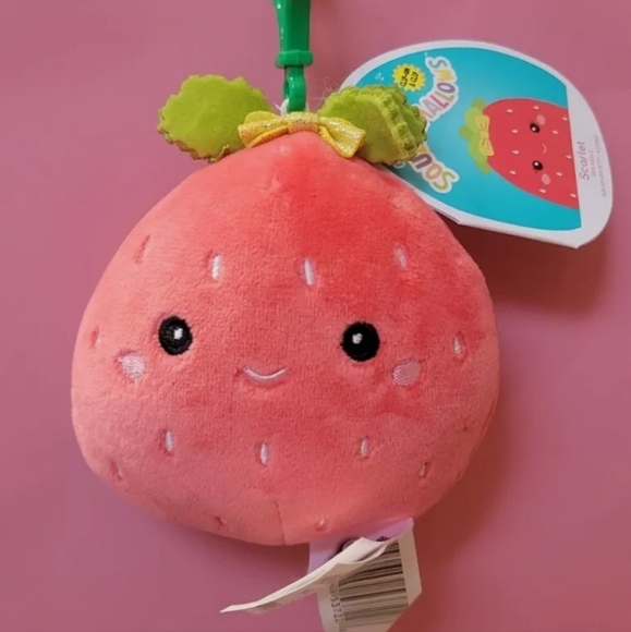 Squishmallows Other - 3.5" Scarlet The Strawberry Clip NWT HTF Keychain Food Fruit Squad Squishmallow
